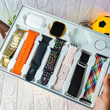 10 in 1 Set Ultra 2 Smart Bluetooth Calling Smart watch + Earphones with Transparent Screen Guard Watch with Seven Classic Straps (Mix Color) - luckystorebuy.in