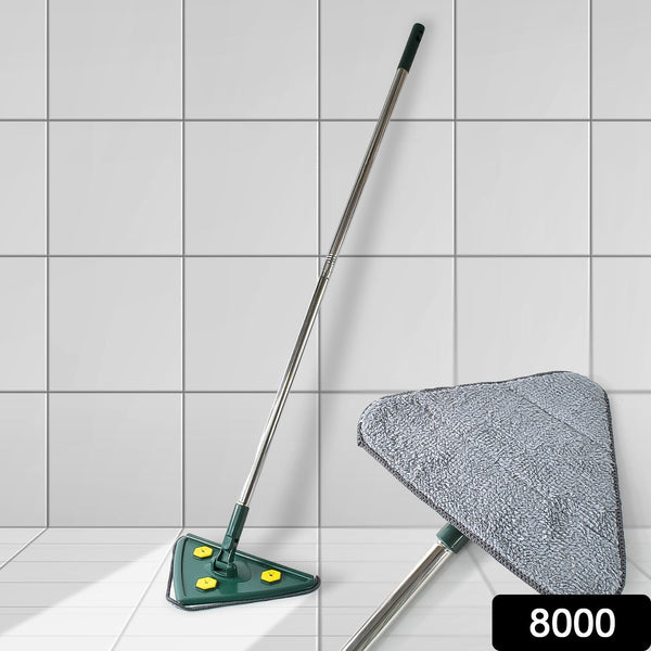 2 - in - 1 Extendable Triangle Mop – Retractable, 360° Rotating, Telescopic & Reusable Mop Heads (1 Pc) - luckystorebuy.in