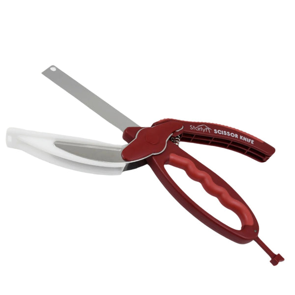 2 in 1 Kitchen Knife Scissor with Spring Locking Hinge and Chopping Board (1 Pc / With Card Packing) - luckystorebuy.in