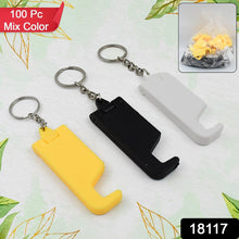 2 in 1 Plastic Keychain with Mobile Stand / Phone Holder (100 Pcs Set / Multicolor) - luckystorebuy.in