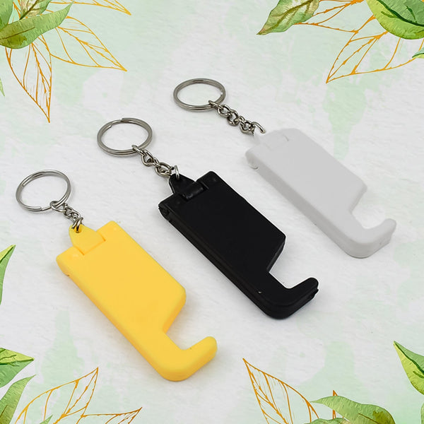2 in 1 Plastic Keychain with Mobile Stand / Phone Holder (100 Pcs Set / Multicolor) - luckystorebuy.in
