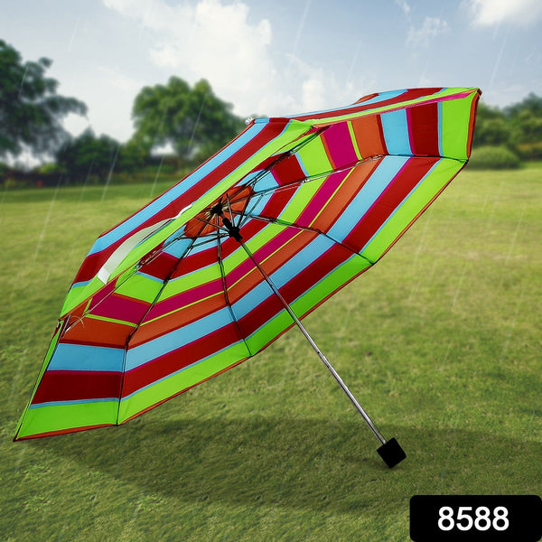 3 - Fold Sun & Rain Protective Solid Foldable Umbrella, (1 Pc / Mix Design) - luckystorebuy.in