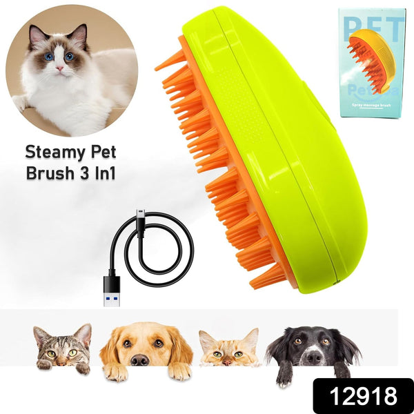 3 - in - 1 Cat Steamy Brush – Self - Cleaning Pet Grooming & Hair Removal Comb - luckystorebuy.in