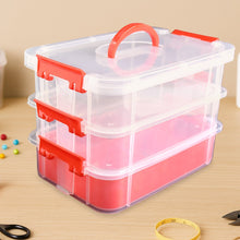 3 - Layer Multi - Purpose Transparent Plastic Storage Carry Box with Handle - luckystorebuy.in