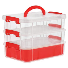 3 - Layer Multi - Purpose Transparent Plastic Storage Carry Box with Handle - luckystorebuy.in
