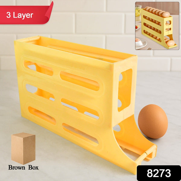 3 - Layer Rolling Egg Storage Rack Dispenser (1 Pc) - luckystorebuy.in