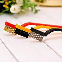 3 Pc Mini Wire Brush Set for cleaning (Brass, Nylon, Stainless Steel Bristles) - luckystorebuy.in