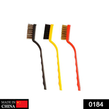 3 Pc Mini Wire Brush Set for cleaning (Brass, Nylon, Stainless Steel Bristles) - luckystorebuy.in