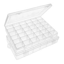 36 Grids Clear Plastic Organizer Jewelry Storage Box with Adjustable Dividers, Transparent Organizer Box (1pc) - luckystorebuy.in