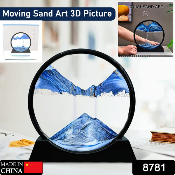 3D Moving Sand Art – Liquid Motion Deep Sea Sandscape with Round Glass Frame (1 Pc) - luckystorebuy.in