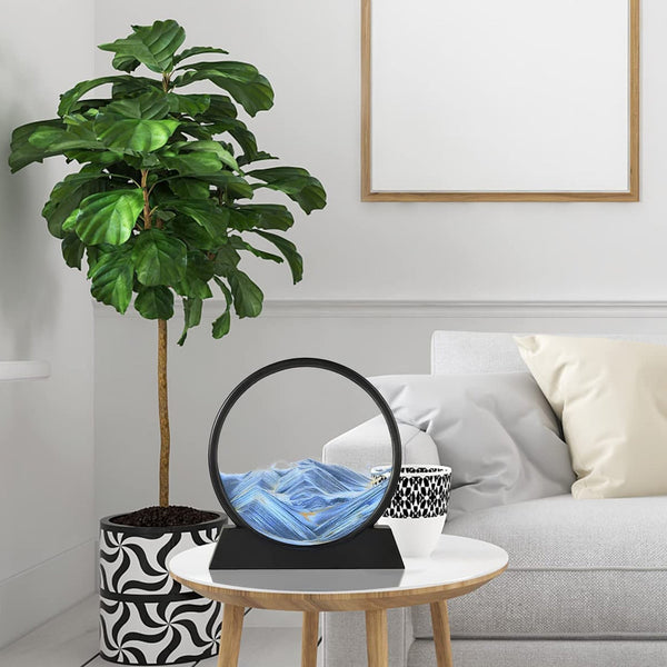 3D Moving Sand Art – Liquid Motion Deep Sea Sandscape with Round Glass Frame (1 Pc) - luckystorebuy.in