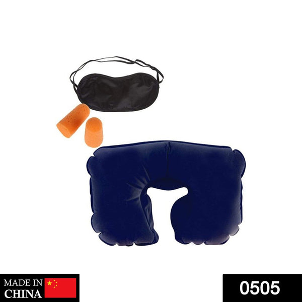 3in1 Air Travel Kit with Pillow, Ear Buds & Eye Mask - luckystorebuy.in