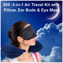 3in1 Air Travel Kit with Pillow, Ear Buds & Eye Mask - luckystorebuy.in