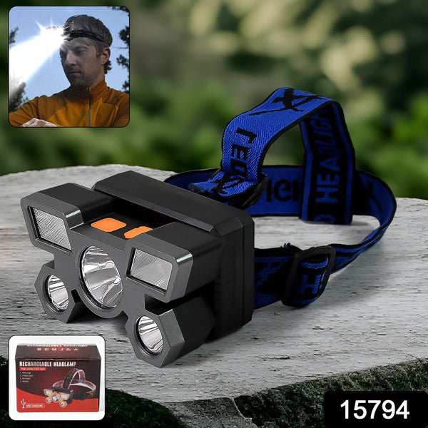 5 LED Headlamp USB Rechargeable Head Light (1 Pc) - luckystorebuy.in