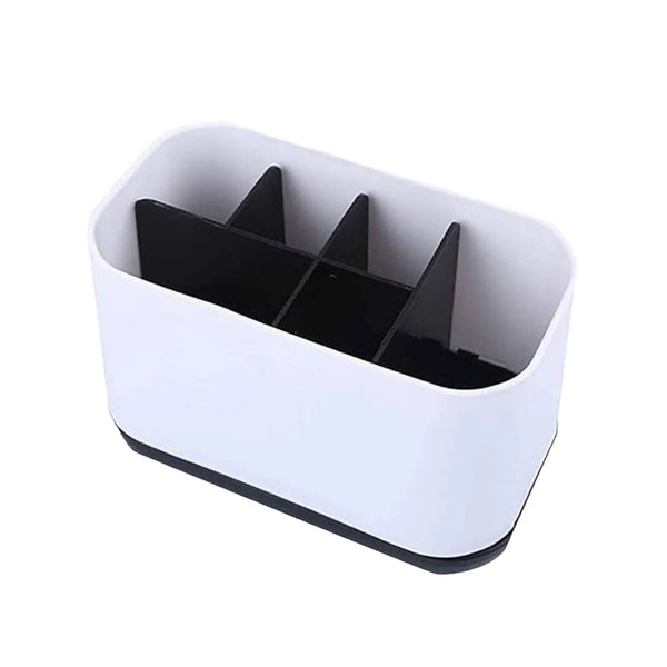 6 Compartment Multi Purpose Organizer Toothbrush Holder Stand Plastic Caddy (1 Pc) - luckystorebuy.in