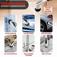 7 - in - 1 Electric Spin Scrubber Cleaning Brush with Extension Handle (1 Set) - luckystorebuy.in
