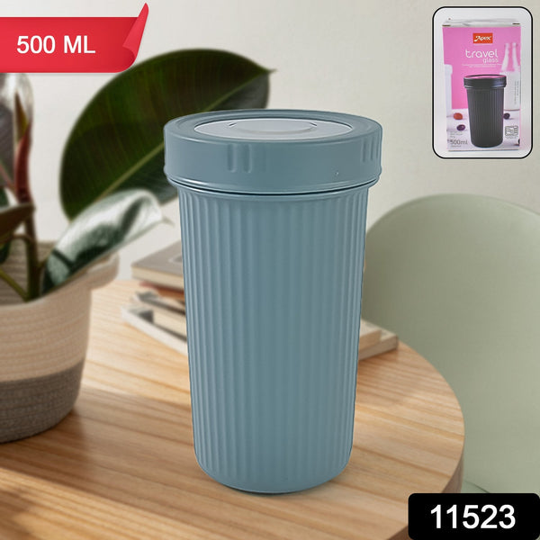 Apex Double Wall Inner Steel Travel Glass (500ml) Approx (1 Pc / Mix Color) - luckystorebuy.in