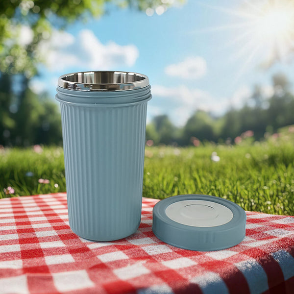 Apex Double Wall Inner Steel Travel Glass (500ml) Approx (1 Pc / Mix Color) - luckystorebuy.in