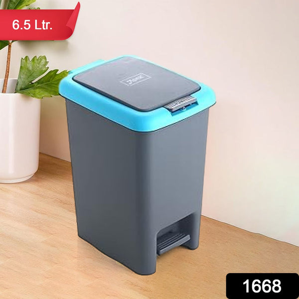Apex Plastic Push N Pedal Dust Bin | Hands - Free Operation, Compact Design 6.5 Liters (1 Pc / Mix Color) - luckystorebuy.in
