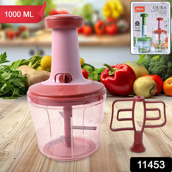 Apex Quba Push Chopper with Stainless Steel Blades (1000ml) - luckystorebuy.in
