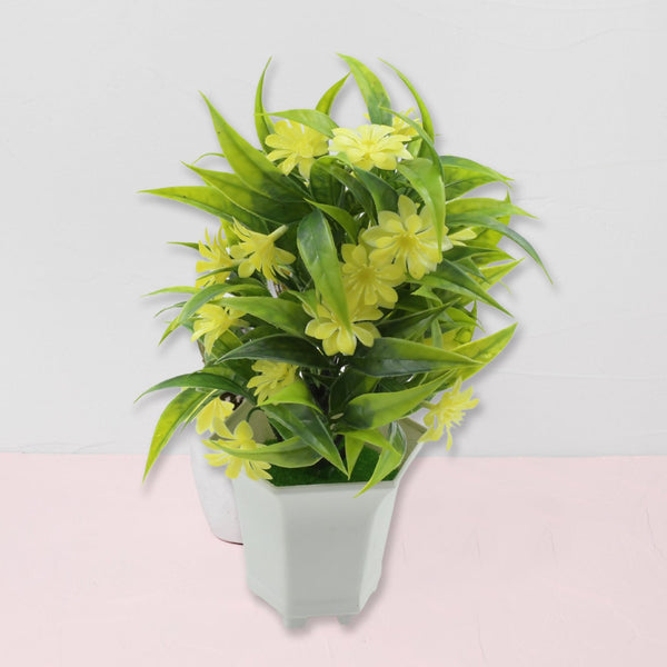 Artificial Flower Plant with Cute Pot – Home & Office Tabletop Decor, Indoor Balcony Plant (1 Pc) - luckystorebuy.in
