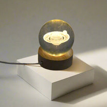 Astronaut 3D Crystal Ball lamps With Wood Base (1 Pc) - luckystorebuy.in