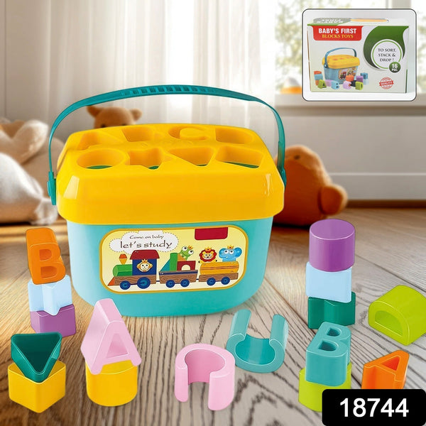 Baby First Block Set for Kids Non - Toxic Abcd Geometric Shape Sorting & Stacking Toy (1 Set) - luckystorebuy.in