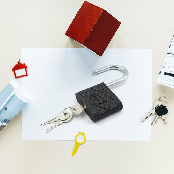 Black Iron Padlock – Brass Core, Waterproof & Anti - Theft for Home & Outdoor (75 mm) - luckystorebuy.in