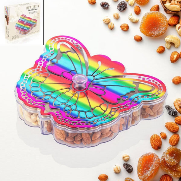 Butterfly Shape 4 Compartment Multipurpose Box | Dry Fruit Box (1 Pc) - luckystorebuy.in