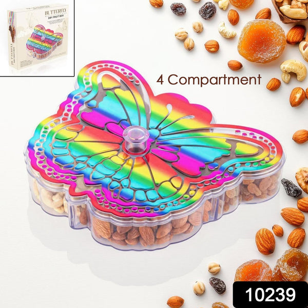 Butterfly Shape 4 Compartment Multipurpose Box | Dry Fruit Box (1 Pc) - luckystorebuy.in