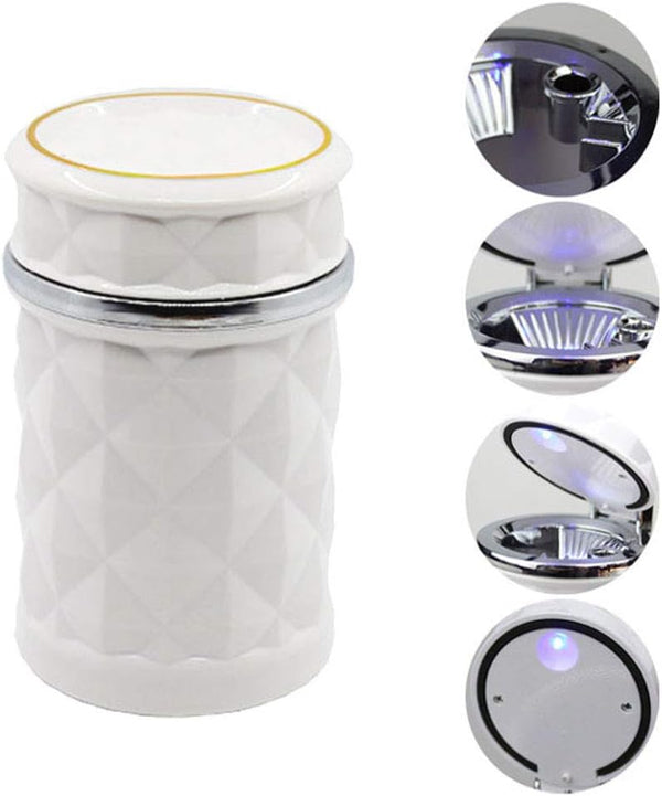 Car Cupholder LED Ashtray – Portable with Blue Light, Lid & Waste Bin, Cigarette Ashtray - luckystorebuy.in