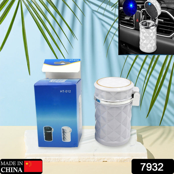 Car Cupholder LED Ashtray – Portable with Blue Light, Lid & Waste Bin, Cigarette Ashtray - luckystorebuy.in