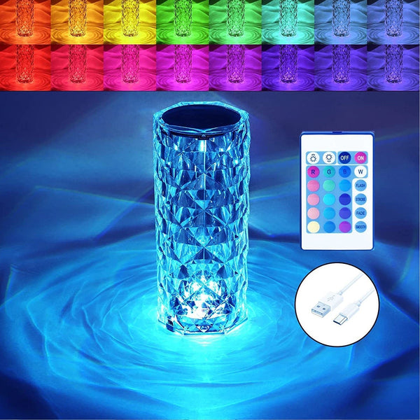 Crystal Touch Night Light for Bedroom Decor (16 Colors, Remote, USB) - luckystorebuy.in