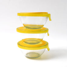 Dazzle Glass Bowl Set Mixing / Storage Bowls with Lids (3 pcs Set) - luckystorebuy.in