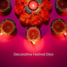Decorative Hand Painted Clay Puja Diya for Diwali Home Indoor Outdoor Handmade Diya (6 Pcs Set/ Mix Design) - luckystorebuy.in