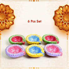 Decorative Hand Painted Clay Puja Diya for Diwali Home Indoor Outdoor Handmade Diya (6 Pcs Set/ Mix Design) - luckystorebuy.in