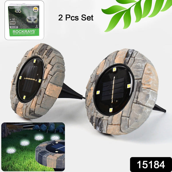 Disk Lights Slate – Heavy Duty Outdoor Solar Pathway Lights – 4 LED (2 Pc) - luckystorebuy.in