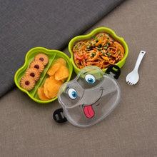 Double Layer Froggy Shape Lunch Box with Spoon (1 Pc / Mix Color) - luckystorebuy.in