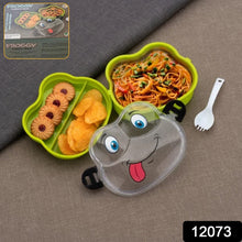Double Layer Froggy Shape Lunch Box with Spoon (1 Pc / Mix Color) - luckystorebuy.in