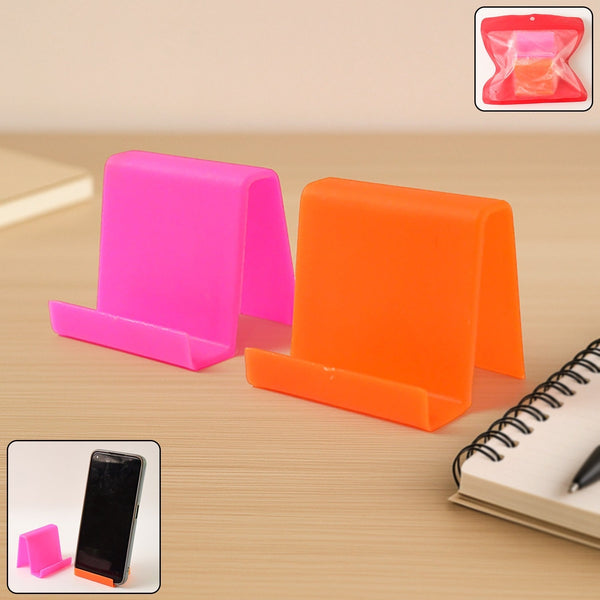 Durable Plastic Mobile Phone Stand with Angled Support (2 Pc / Mix Color) - luckystorebuy.in