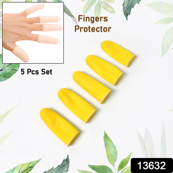 Finger Caps, Silicone Finger Protectors Sleeves (Finger Cots / 5 Pcs Set / yellow) - luckystorebuy.in