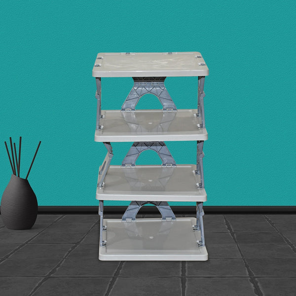 Foldable Shoe Rack (1 Pc, 4 Layers): Space - Saving, Entryway Storage - luckystorebuy.in