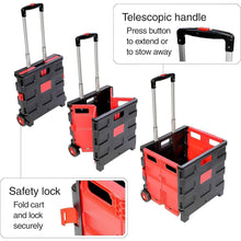 Foldable Shopping Grocery Trolley / Cart Travel Portable Food Basket (1 Pc) - luckystorebuy.in