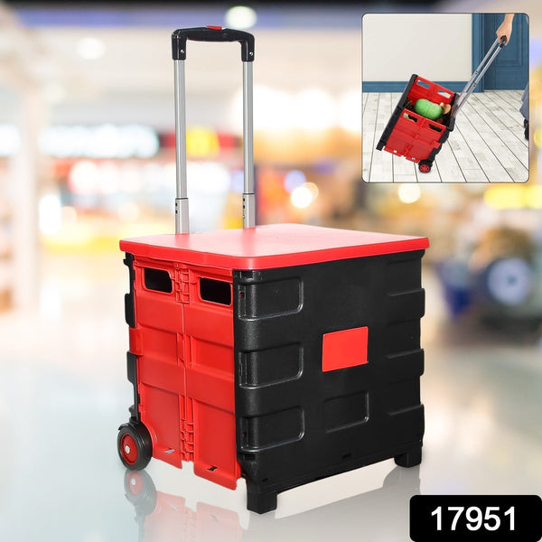 Foldable Shopping Grocery Trolley / Cart Travel Portable Food Basket (1 Pc) - luckystorebuy.in