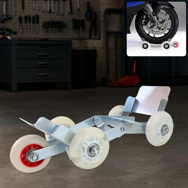 Heavy - Duty Motorcycle Front Wheel Parking Roller Stand (1 Pc) - luckystorebuy.in