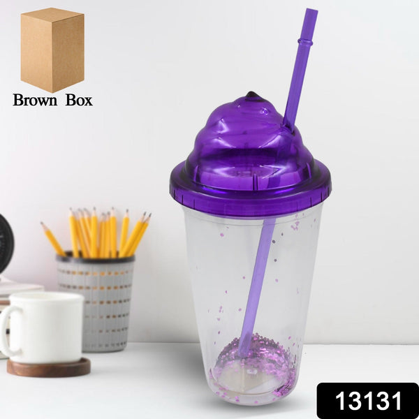 High Quality Plastic Creative Cold Drink Cup / Tumble, Reusable Tea Coffee Tumbler with Lid and Straw, Double Wall Plastic Drinking Sport Bottle, Travel Tumbler (1 Pc / Mix Color) - luckystorebuy.in