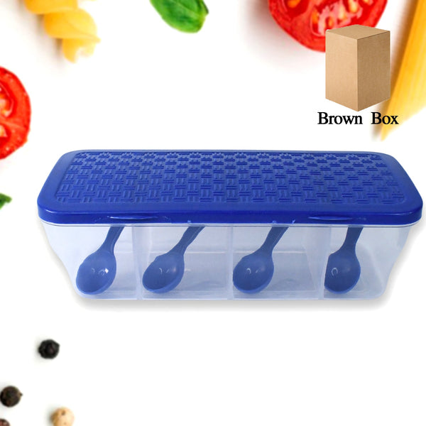Kitchen Multipurpose Air - tight 4 Sections Storage Containers / Masala Box (1 Set) - luckystorebuy.in