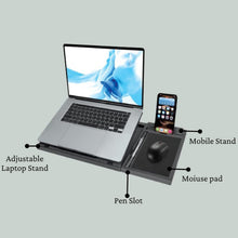 Laptop Stand Suitable Portable Foldable Compatible with MacBook Notebook Tablet Tray Desk Table Book with Free Phone Stand - luckystorebuy.in