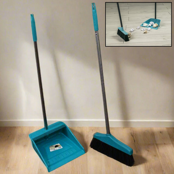 Long Handle Dustpan and Brush 2 Piece Set for Sweeping Cleaning Home Office, Supdi - luckystorebuy.in