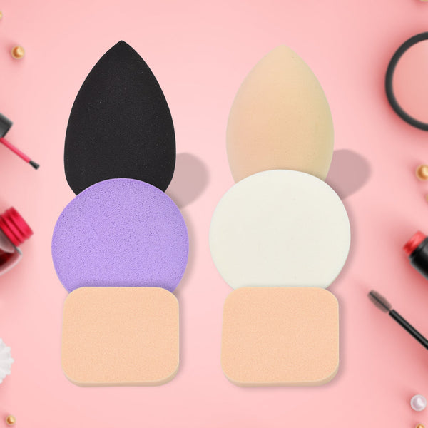 Makeup Sponges Set, Perfect for Liquid, Cream, and Powder (6 Pcs Set) - luckystorebuy.in
